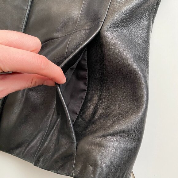 Wilsons Pelle Studio Leather Blazer Black Womens Size M Jacket Butter Soft, VTG - Picture 7 of 12